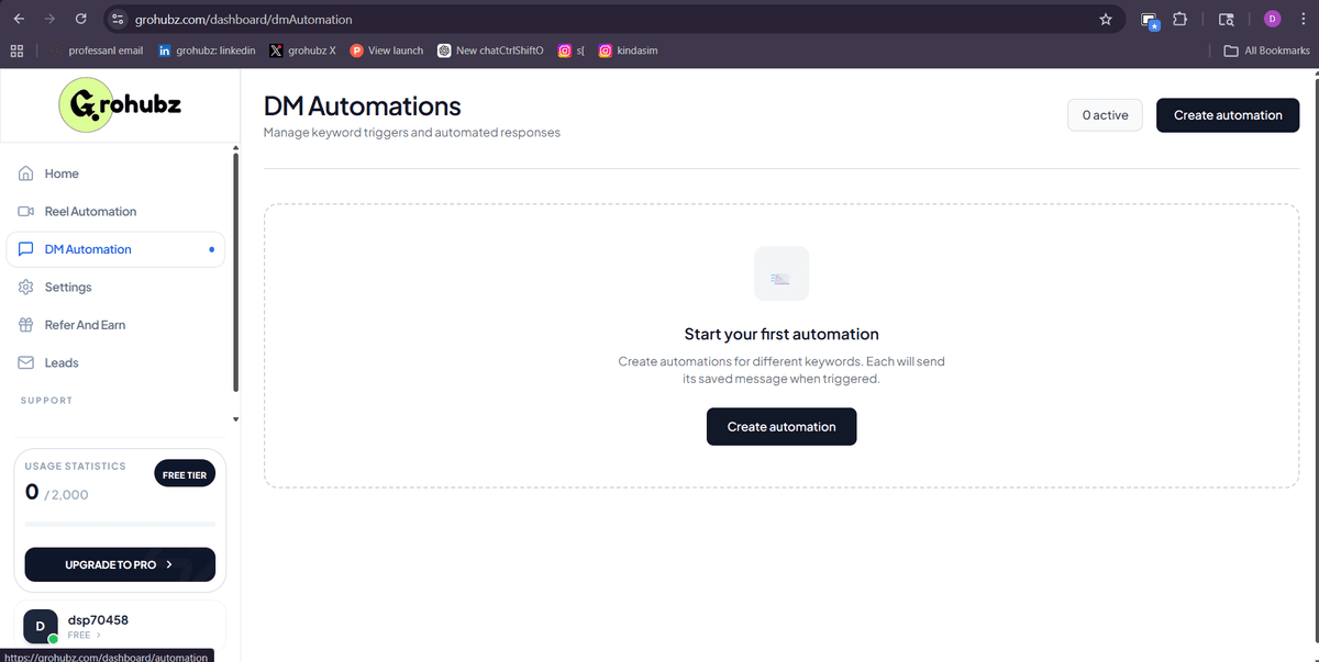 Create automation button - placeholder