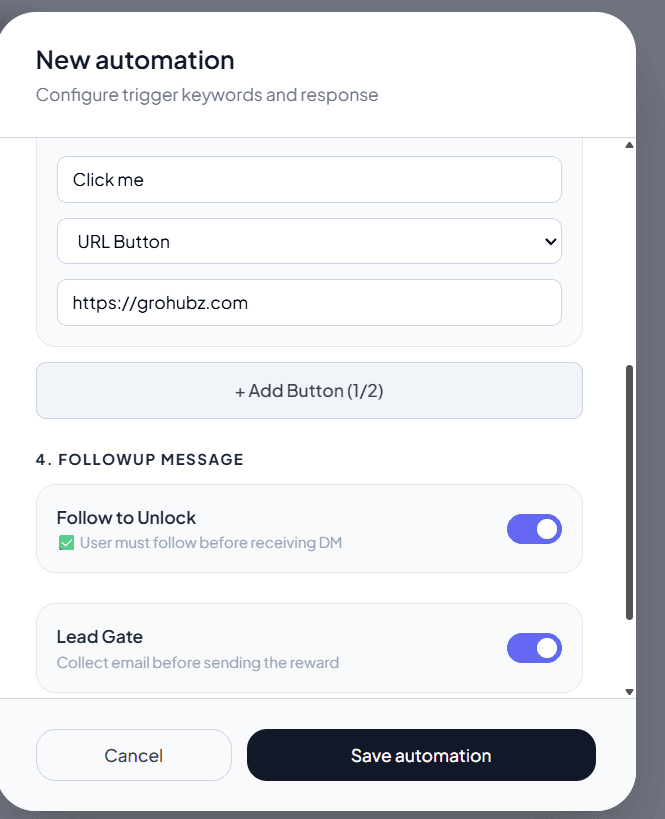 Button settings - placeholder