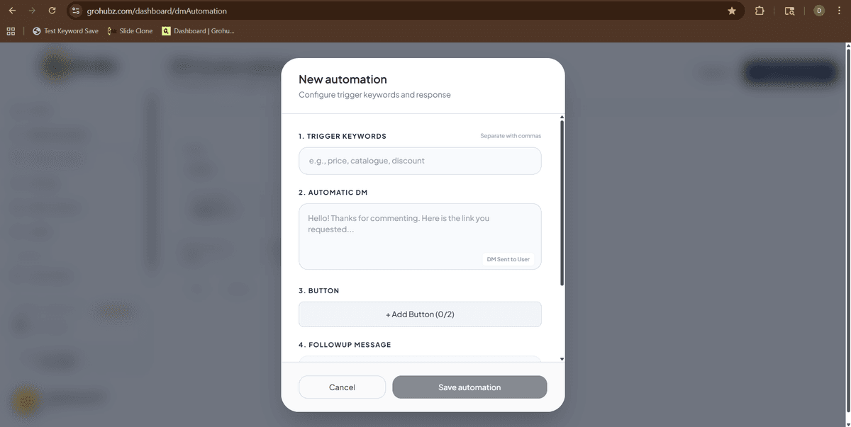 Keyword input field - placeholder