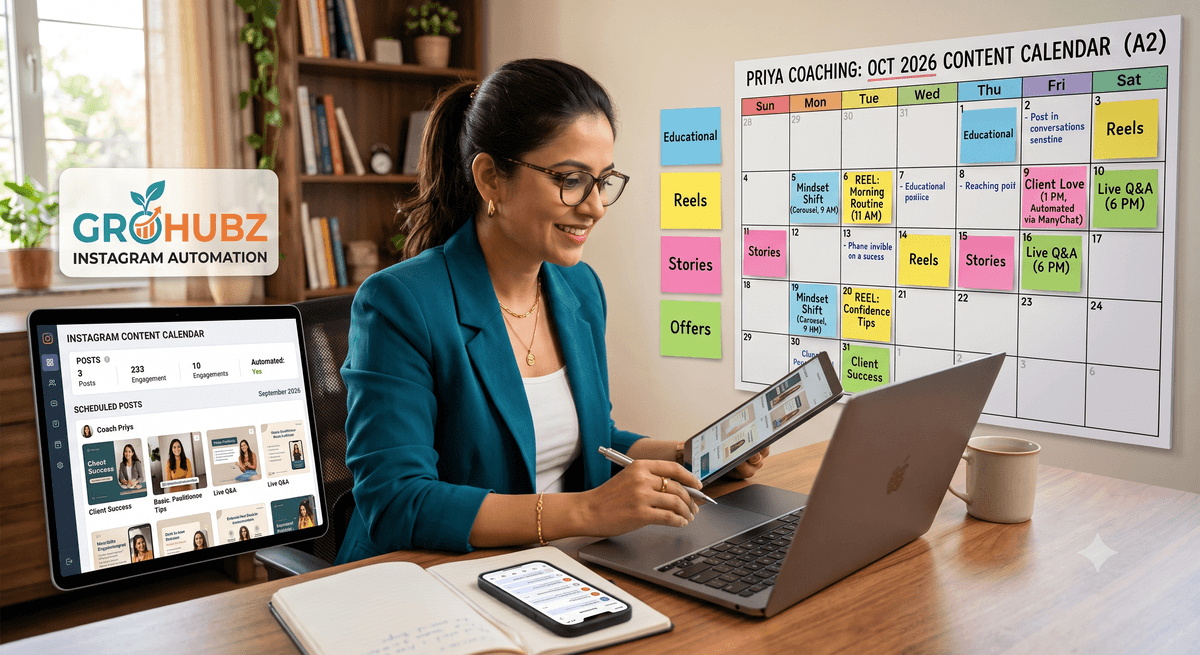 Instagram automation dashboard showing lead generation metrics for coaches